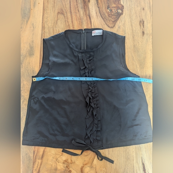 Red Valentino Black Ruffle Front Blouse - Picture 2 of 7
